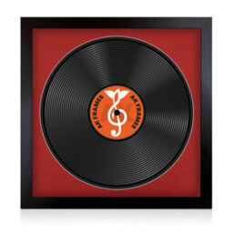 "16X16"" Matte Black Modern Vinyl Record Frame With Crimson Mount For 12 Inch Lp Disc - Ak Frames"