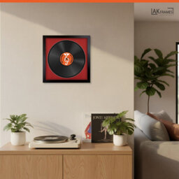 "16X16"" Matte Black Modern Vinyl Record Frame With Crimson Mount For 12 Inch Lp Disc - Ak Frames" - thumbnail 5