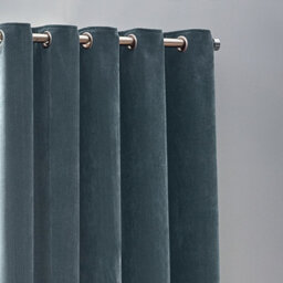 Yard Heavy Chenille Velvet Room Darkening Eyelet Curtain Pair Marine (W)168Cm X (D)137Cm - thumbnail 2