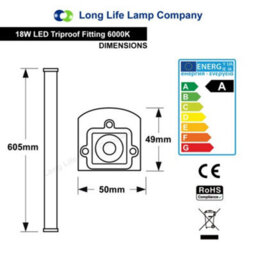 Long Life Lamps Company 18W 2Ft Led Ceiling Batten Ip66 6000K - thumbnail 2