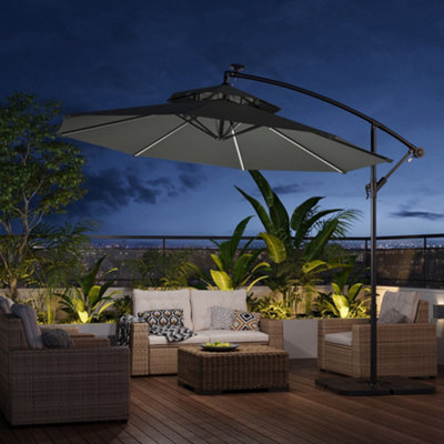 Thehotsale Double-Top Cantilever Parasol With Lights And Fillable Hdpe Parasol Base - image 1