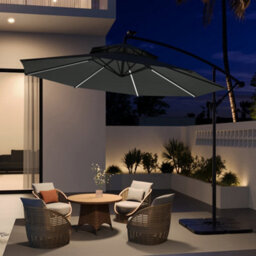 Thehotsale Double-Top Cantilever Parasol With Lights And Fillable Hdpe Parasol Base - thumbnail 2
