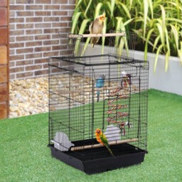 Yaheetech Black Open Top Metal Bird Cage W/ Open Play Top
