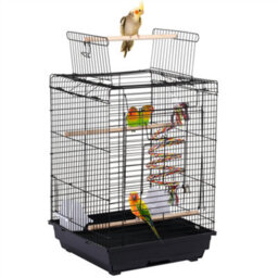 Yaheetech Black Open Top Metal Bird Cage W/ Open Play Top - thumbnail 2
