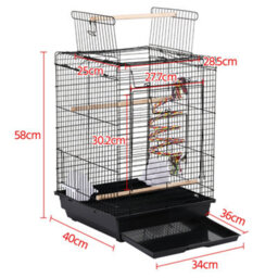 Yaheetech Black Open Top Metal Bird Cage W/ Open Play Top - thumbnail 3