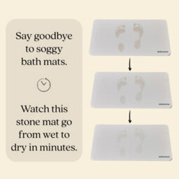 Misona Large Stone Bath Mat 50 X 80Cm - Quick Dry Diatomite Bathroom Mat (White) - thumbnail 3