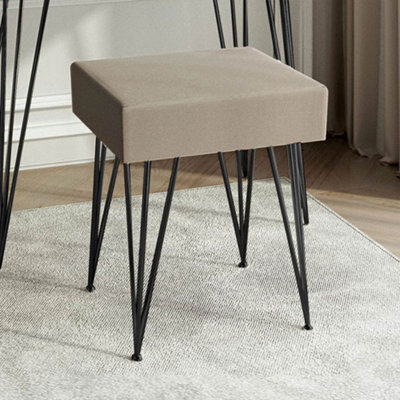 CARME Home Olivia Velvet Padded Stool Dove Grey Velvet Seat Black Hairpin Legs - image 1