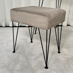 CARME Home Olivia Velvet Padded Stool Dove Grey Velvet Seat Black Hairpin Legs - thumbnail 3