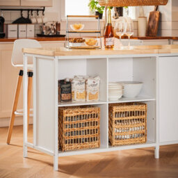 Sobuy Knl09-Nw,kitchen Island Storage Cabinet Sideboard Dining Table,w170Xd60Xh88.5 - thumbnail 7