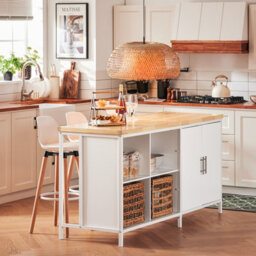 Sobuy Knl09-Nw,kitchen Island Storage Cabinet Sideboard Dining Table,w170Xd60Xh88.5 - thumbnail 2