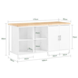Sobuy Knl09-Nw,kitchen Island Storage Cabinet Sideboard Dining Table,w170Xd60Xh88.5 - thumbnail 3