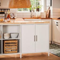 Sobuy Knl09-Nw,kitchen Island Storage Cabinet Sideboard Dining Table,w170Xd60Xh88.5 - thumbnail 8