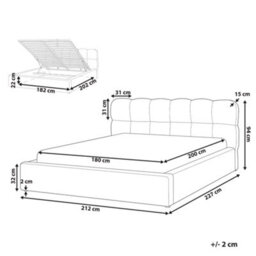 Beliani Ottoman Bed Fabric Baston 180 X 200 Cm (Eu Super King) Light Beige - thumbnail 3