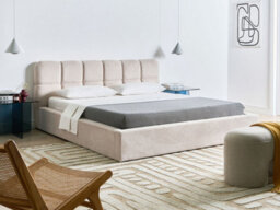 Beliani Ottoman Bed Fabric Baston 180 X 200 Cm (Eu Super King) Light Beige - thumbnail 2