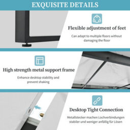 Matteo Expandable Dining Table With Iron Legs, 140/180X80X75Cm, Modern White Mdf Top With Marble Patterns - thumbnail 8