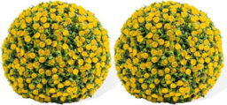 London Boutique Yellow Set Of 2 55Cm Artificial Topiary Balls, Faux Rose Plant Spheres, Hanging Chains, Indoor Outdoor Décor - thumbnail 1