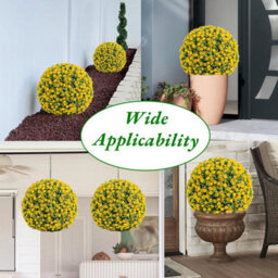 London Boutique Yellow Set Of 2 55Cm Artificial Topiary Balls, Faux Rose Plant Spheres, Hanging Chains, Indoor Outdoor Décor - thumbnail 4