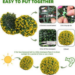 London Boutique Yellow Set Of 2 55Cm Artificial Topiary Balls, Faux Rose Plant Spheres, Hanging Chains, Indoor Outdoor Décor - thumbnail 6