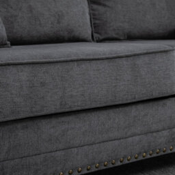 Wyld Haus Tael Yolo Grey Fabric 3-Seater Sofa With Nailhead Trim And 2 Cushions - 196Cm - thumbnail 7