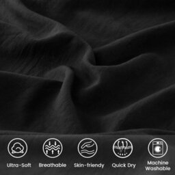 Bedlooms Black Cotton Duvet Cover Set, Breathable & Anti-Allergic Bedding Set, Single 135X200Cm - thumbnail 4