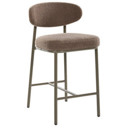 Beliani Set Of 2 Taupe Boucle Bar Chairs Armless Iron Legs Retro Dining Counter Stools - thumbnail 5