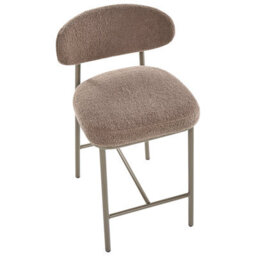 Beliani Set Of 2 Taupe Boucle Bar Chairs Armless Iron Legs Retro Dining Counter Stools - thumbnail 7