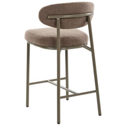 Beliani Set Of 2 Taupe Boucle Bar Chairs Armless Iron Legs Retro Dining Counter Stools - thumbnail 6