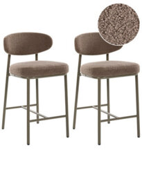 Beliani Set Of 2 Taupe Boucle Bar Chairs Armless Iron Legs Retro Dining Counter Stools - thumbnail 3