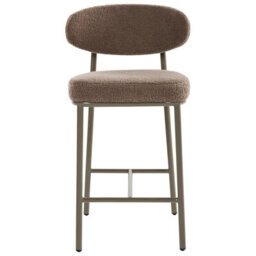 Beliani Set Of 2 Taupe Boucle Bar Chairs Armless Iron Legs Retro Dining Counter Stools - thumbnail 2