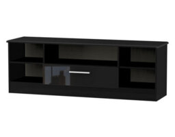 Harrow Wide 1 Drawer Tv & Media Unit In Black Gloss (Ready Assembled)