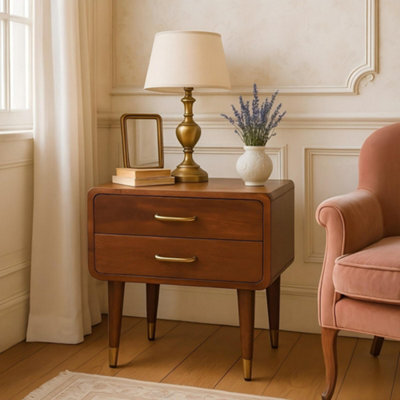 Matteo Astor Solid Mango Wood 2-Drawer Nightstand - Caramel Finish - image 1