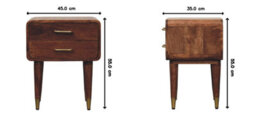 Matteo Astor Solid Mango Wood 2-Drawer Nightstand - Caramel Finish - thumbnail 3