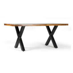 Buttercup Farm Induse 'x' Leg Dining Table - Mango Wood/iron - L100 X W220 X H76 Cm - thumbnail 4