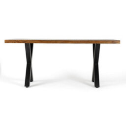 Buttercup Farm Induse 'x' Leg Dining Table - Mango Wood/iron - L100 X W220 X H76 Cm - thumbnail 3