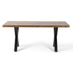 Buttercup Farm Induse 'x' Leg Dining Table - Mango Wood/iron - L100 X W220 X H76 Cm - thumbnail 2