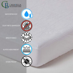 Casabella Waterproof Terry Towel Matress Protector Fitted Cover Polycotton Mattress Protectors King 152X203+30Cm - thumbnail 4