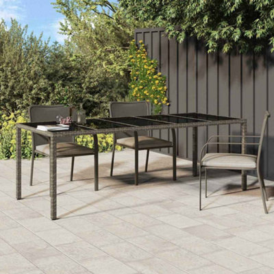 Berkfield Garden Dining Table Grey 250X100X75 Cm Poly Rattan - image 1