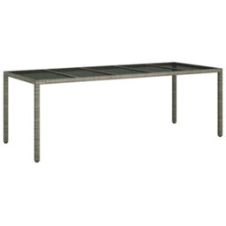 Berkfield Garden Dining Table Grey 250X100X75 Cm Poly Rattan - thumbnail 2