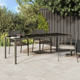 Berkfield Garden Dining Table Grey 250X100X75 Cm Poly Rattan - thumbnail 1