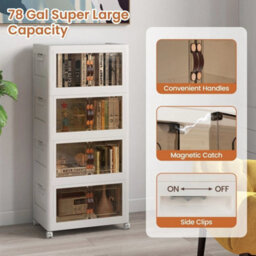 4 Pack Stackable Storage Cabinet Folding - thumbnail 3