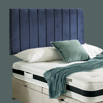 "Urban Textures - Apollo 20"" High Velvet Fabric Upholstered Bed Panelled Headboard - Navy" - image 1