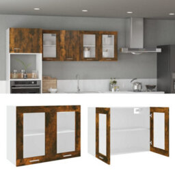 Berkfield Hanging Glass Cabinet Smoked Oak 80X31X60 Cm Engineered Wood