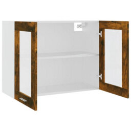 Berkfield Hanging Glass Cabinet Smoked Oak 80X31X60 Cm Engineered Wood - thumbnail 5