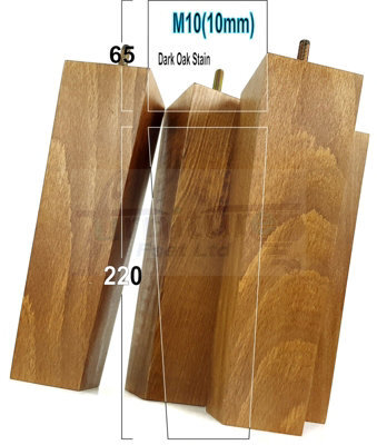 L&F 4 Wood Furniture Legs M10 220mm High Dark Oak Stain Replacement Square Tapered Sofa Feet Stools Chairs Cabinets Beds - image 1