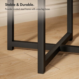 Vonhaus Grey Side Table, Concrete Effect Graphite Round End Table For Lounge, Living Room & Bedroom With Industrial Black Legs - thumbnail 4