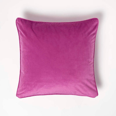 Homescapes Hot Pink Filled Velvet Cushion With Piped Edge 46 X 46 Cm - image 1
