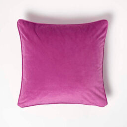 Homescapes Hot Pink Filled Velvet Cushion With Piped Edge 46 X 46 Cm