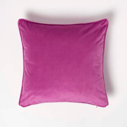 Homescapes Hot Pink Filled Velvet Cushion With Piped Edge 46 X 46 Cm - thumbnail 3