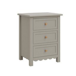 Melody Maison 3 Drawer Scalloped Bedside Table - Staunton Taupe Range - thumbnail 6