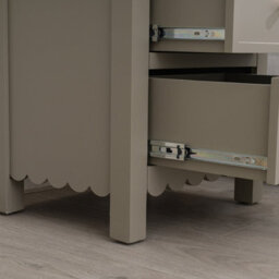 Melody Maison 3 Drawer Scalloped Bedside Table - Staunton Taupe Range - thumbnail 5